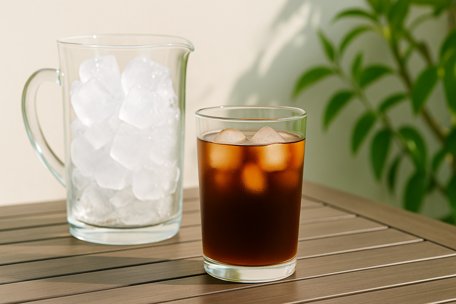 Pouring cream into cold brew coffee