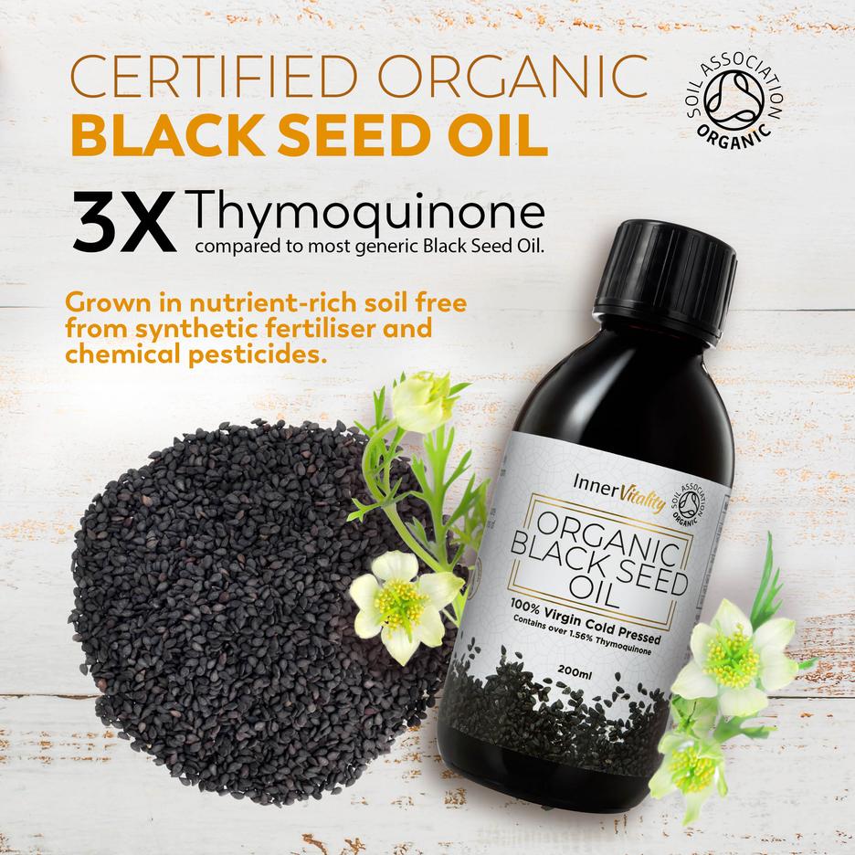 Organic Black Seed Oil High Strength Thymoquinone Cold Pressed