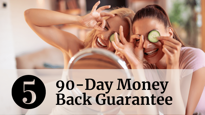permanent hair removal at home; offer a 90 day money back guarantee; women use at home; women smiling
