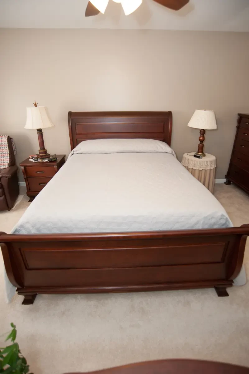 cherry wood sleigh style bed