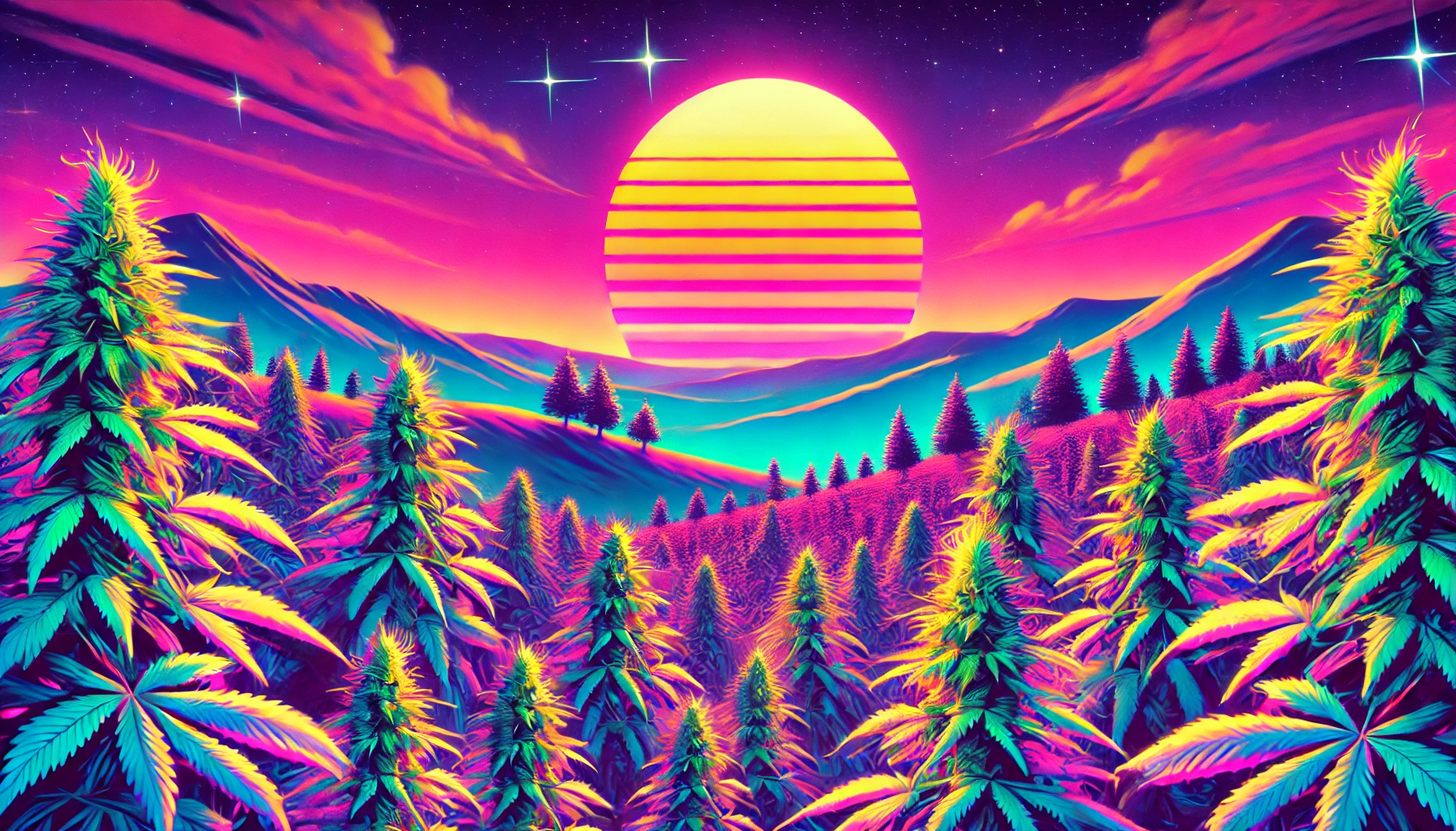 80s style weed sunset