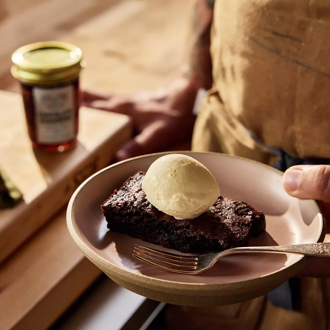 Chocolate Habanero Brownies with Vanilla Ice Cream