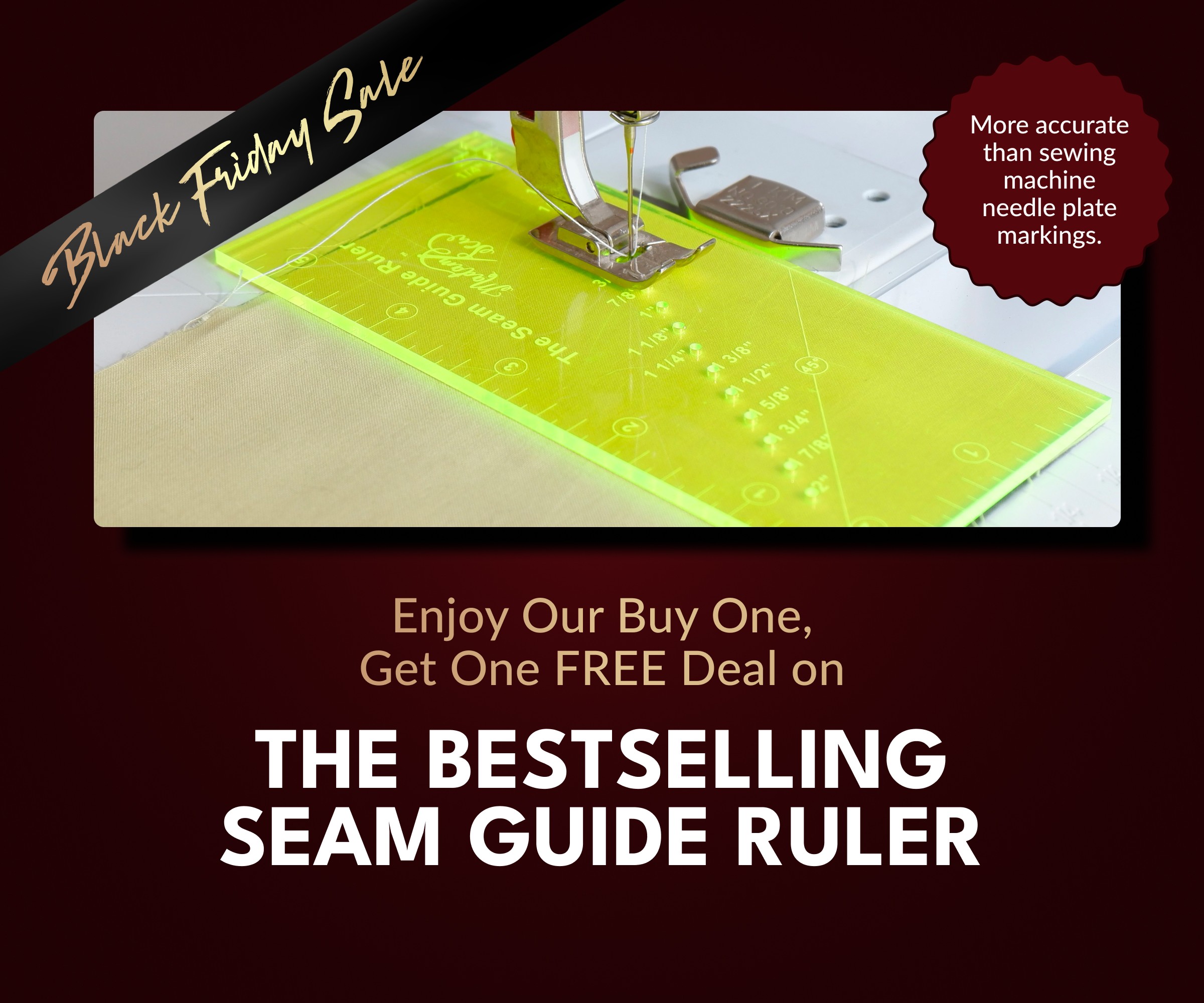 Seam Guide Ruler + FREE Magnetic Seam Guide - Bundle 3 Items
