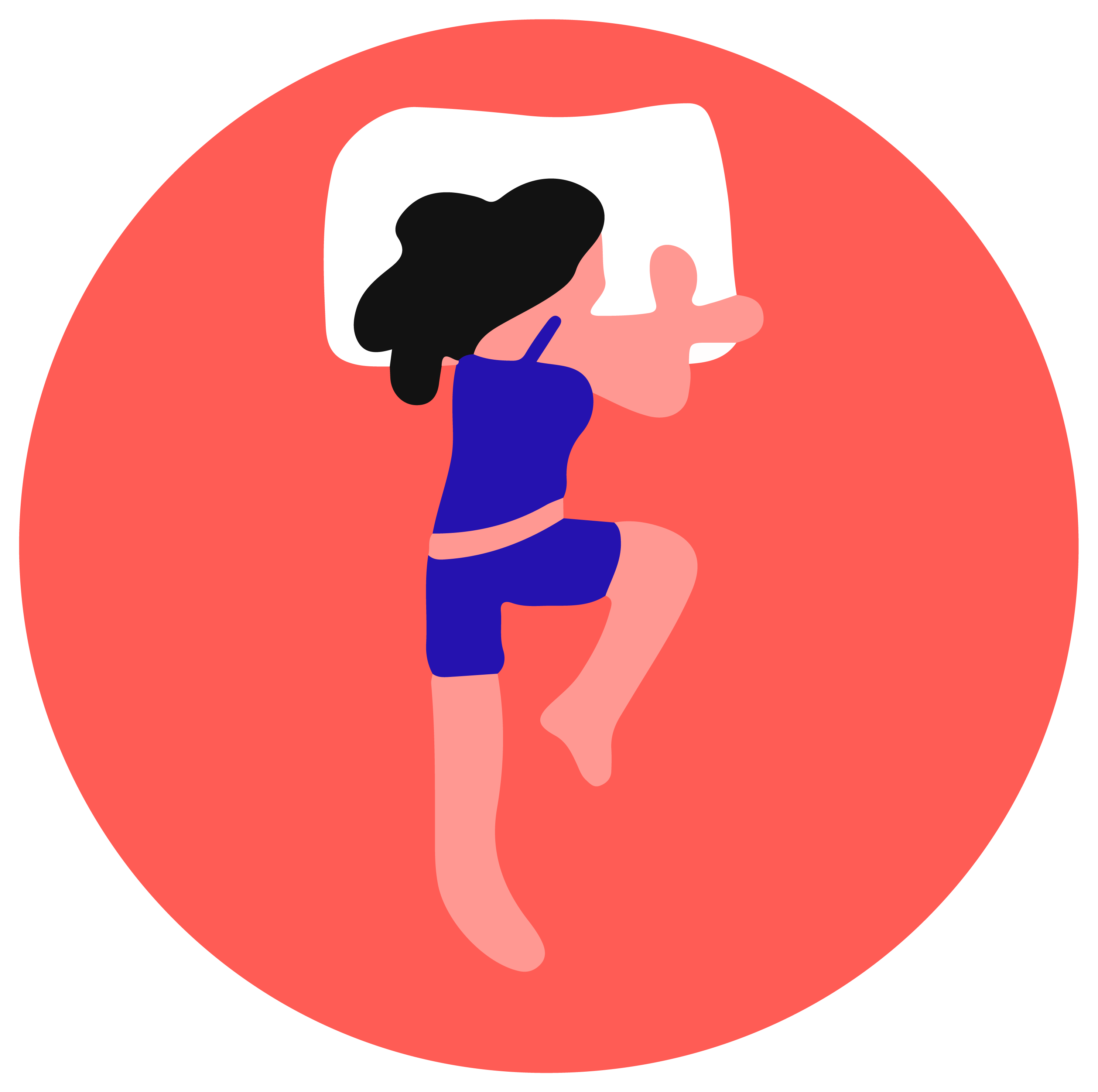 A female sleeping on her side with her arms outstretched in the yearner sleep position.