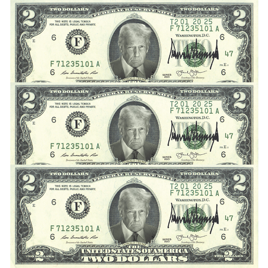 3 Trump Signature $2 Bills