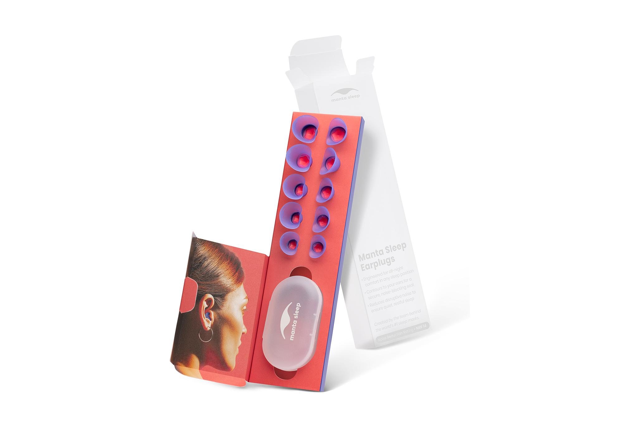 A set of 5 pairs of foam and silicone earplugs and a storage case for light sleepers.