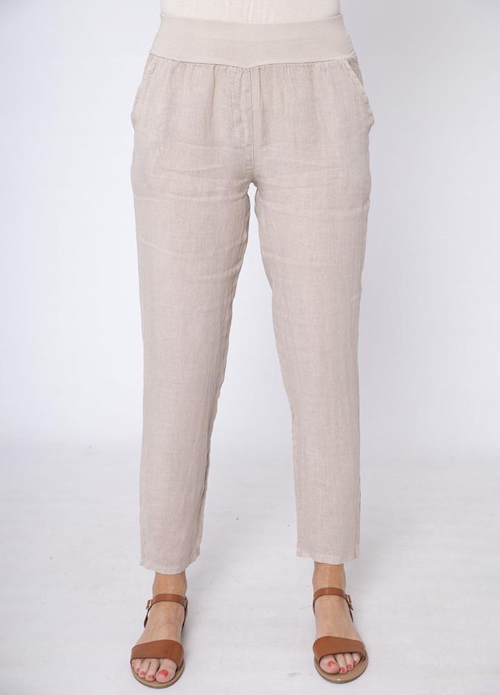 Stretch Waist Linen Trouser
