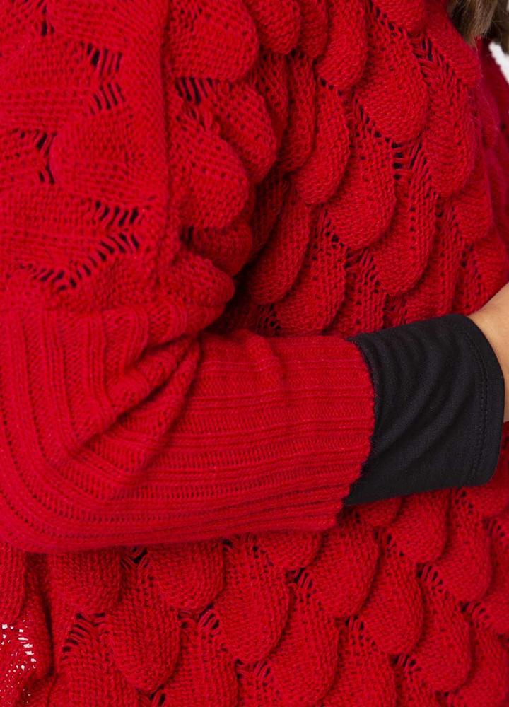 Wave Chunky Jumper in Red