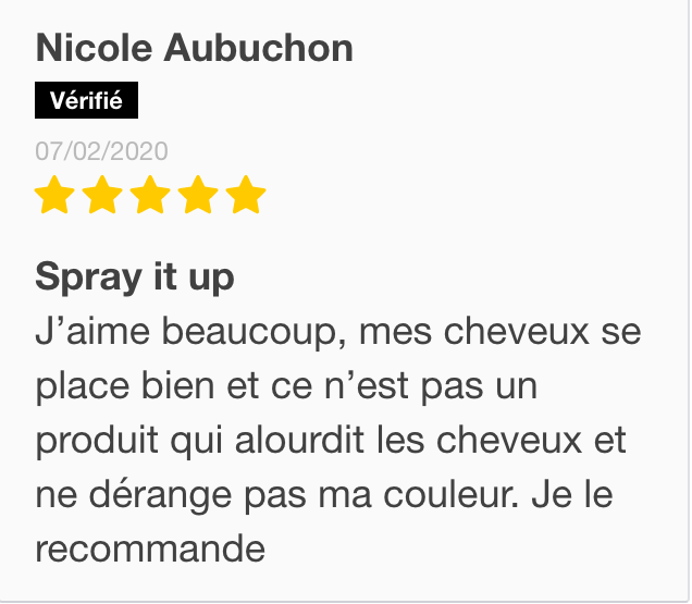 Témoignage produit spray it up