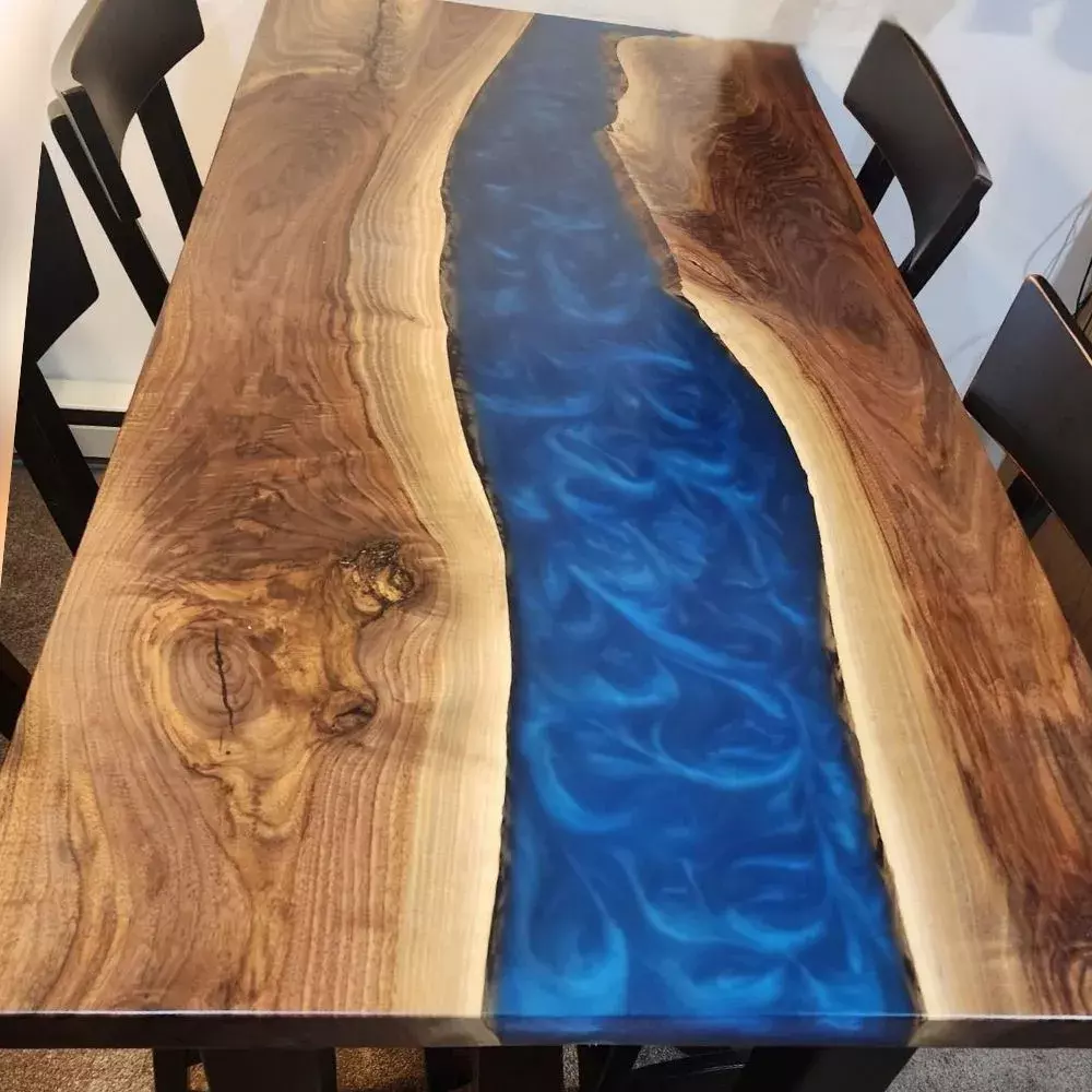 Live Edge Epoxy Walnut Pub Table