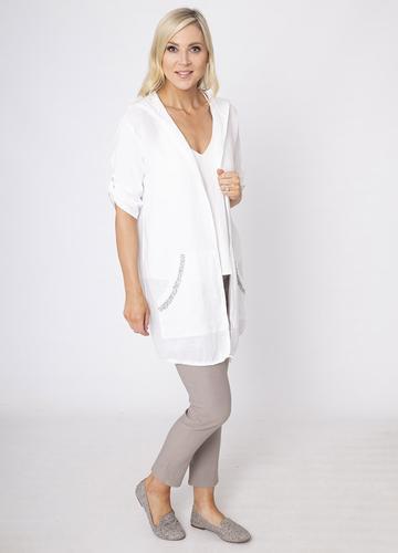 Hoody Sequin Pocket Linen Jacket