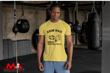 mma t shirt, kickboxing t shirt, jiu jitsu t shirt, bjj t shirt, mma t shirt with arm bar, mma yellow color t shirt, martial arts t shirt