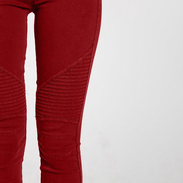 Moto Pleated Jeggings Burgundy