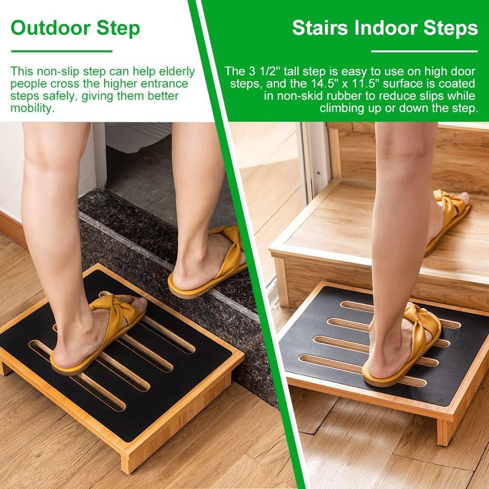 Portable Bed Stool,Rectangle under Desk Wooden Mobility Step Stool