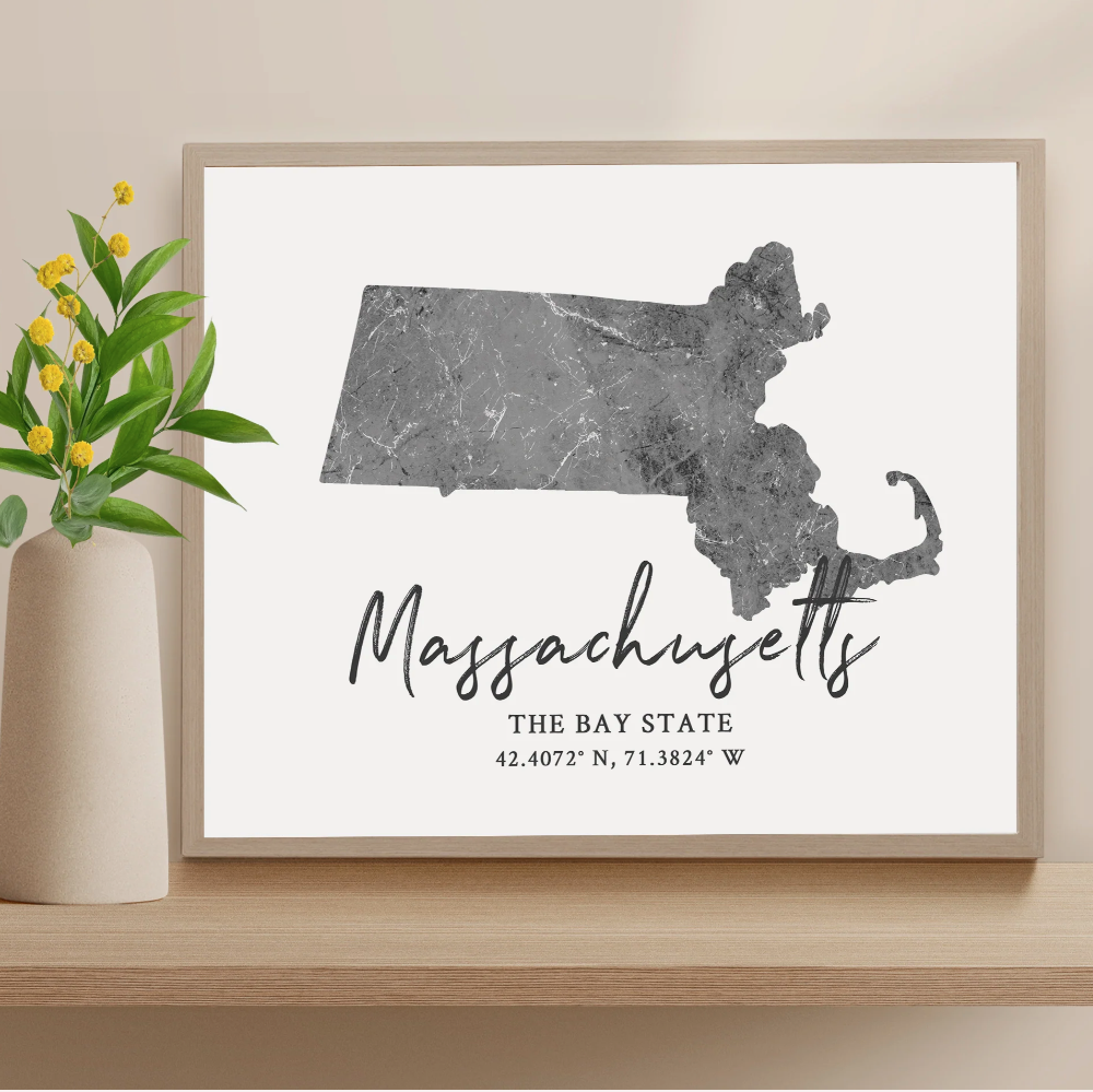 Massachusetts State Map Silhouette print