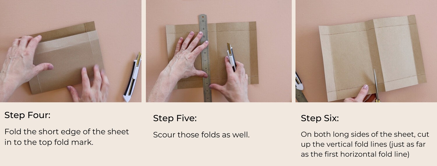 These are steps four - six of making cardboard boxes.