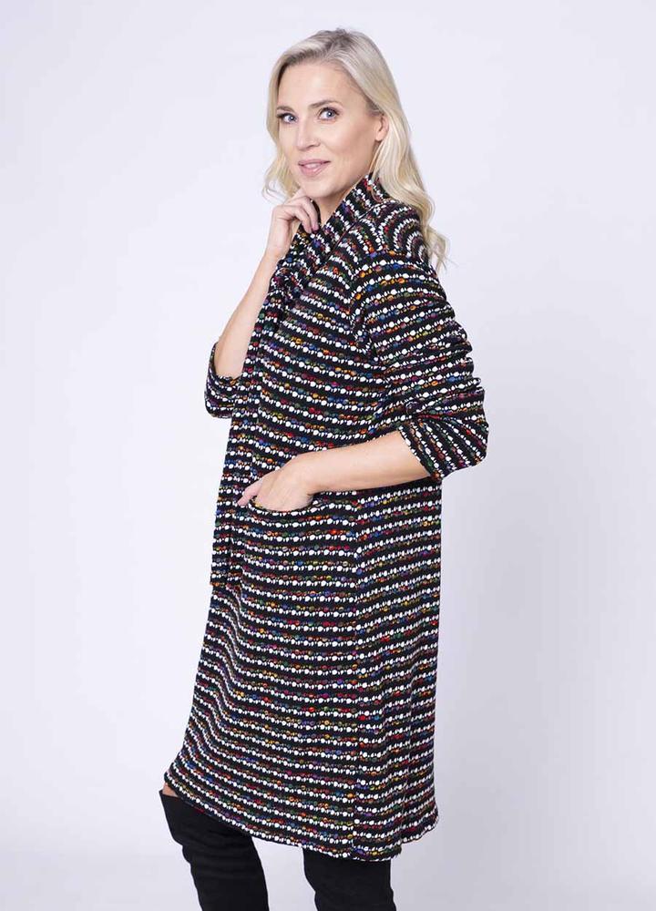 Fine Knit Pocket Dress & Scarf in White