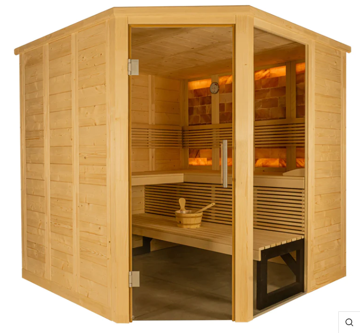 Salt stone sauna is combined with infrared rays to help relieve