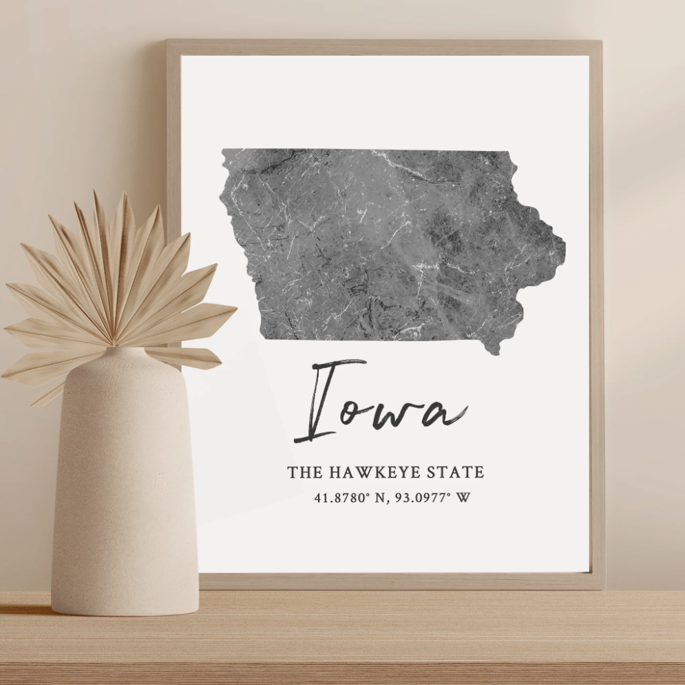 Iowa State Map Silhouette print
