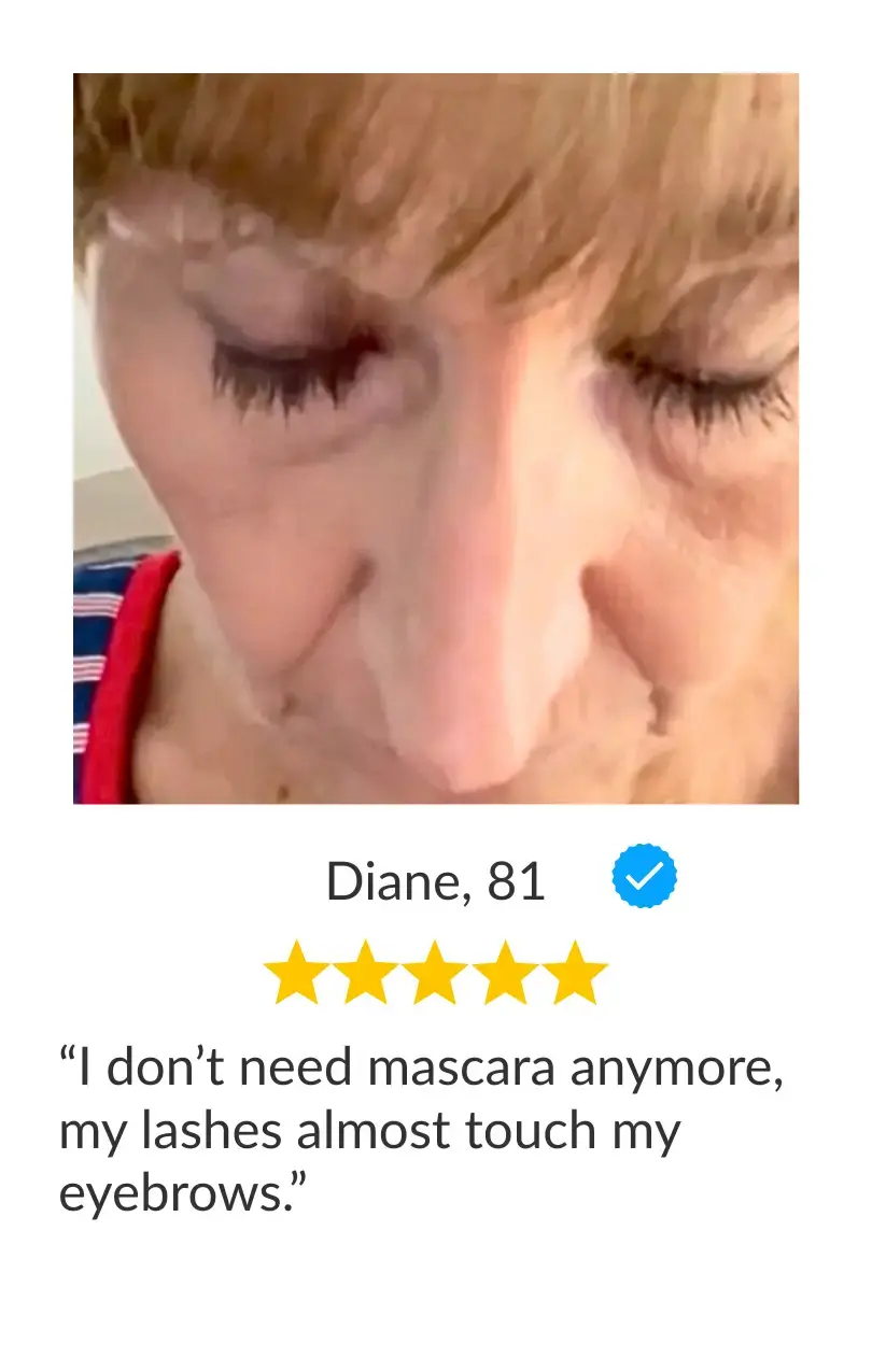 after eyelashes from Diane age 81