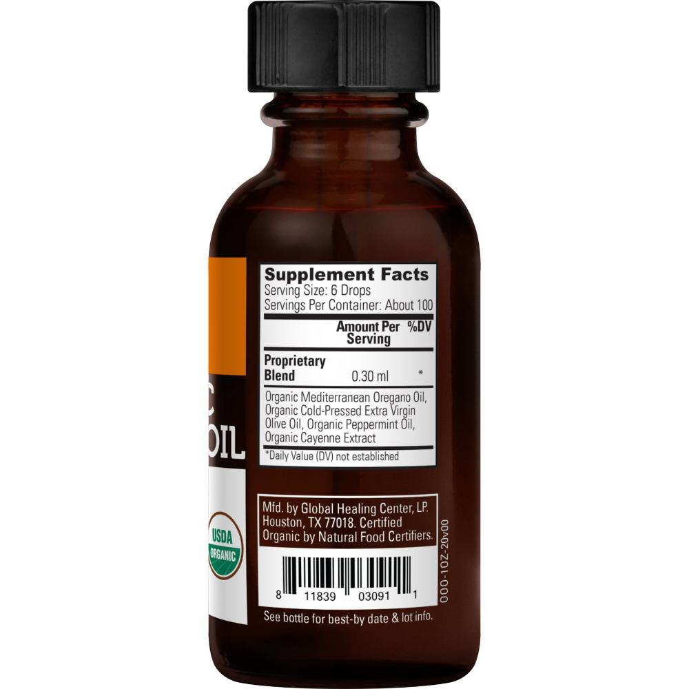 Global Healing Organic Oregano Oil Supplement Facts