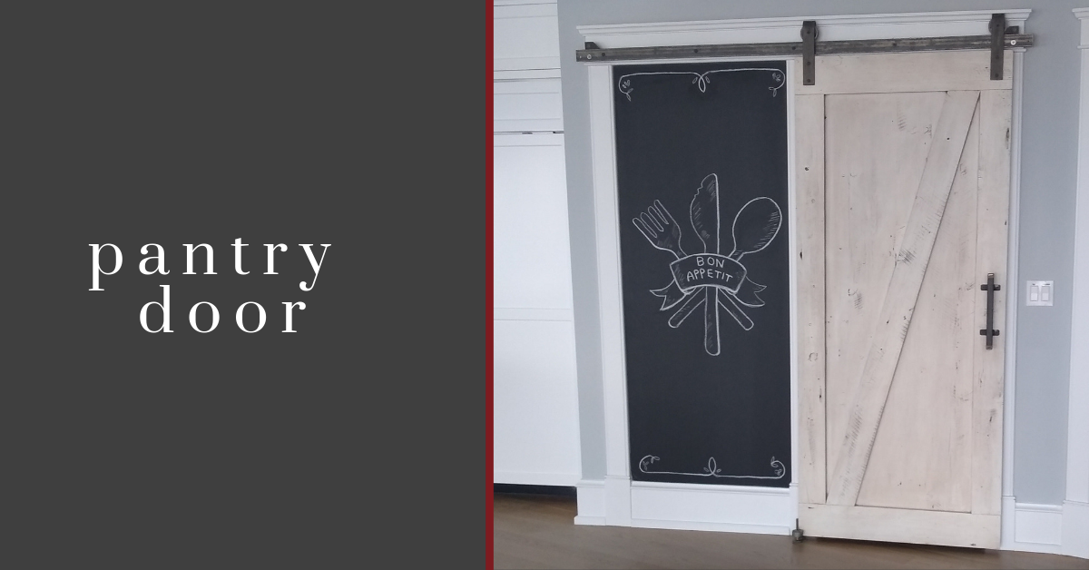 distressed white barn door for pantry