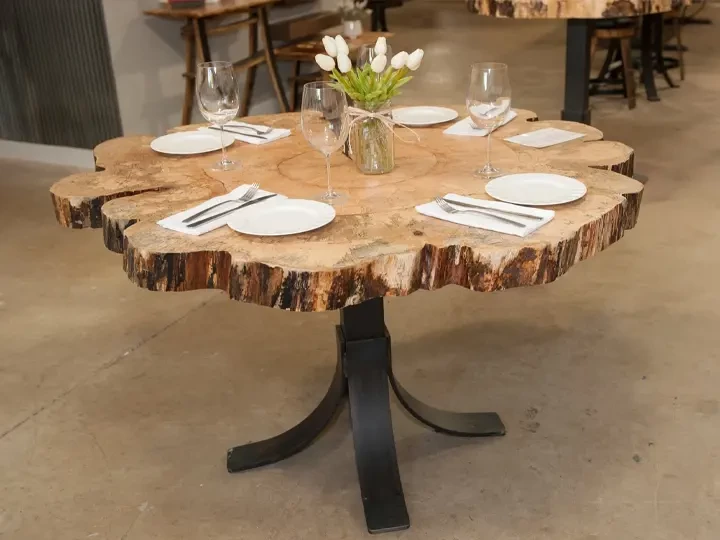 round live edge maple table