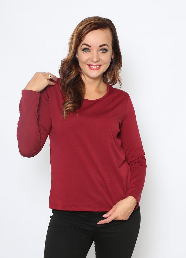 Basic Fleece Lined Top in Wine