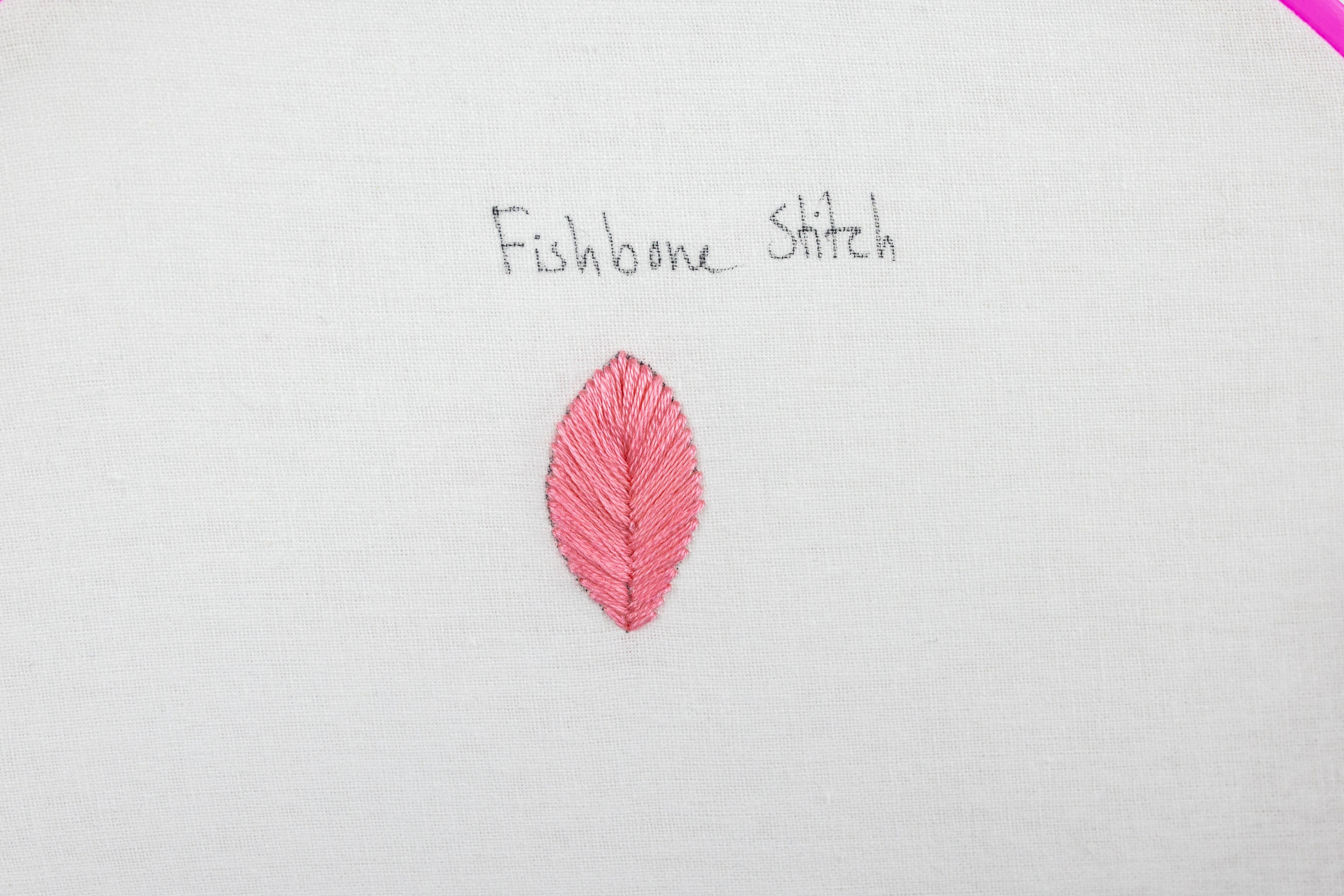 This is an image of a completed leaf made using fishbone stitch.