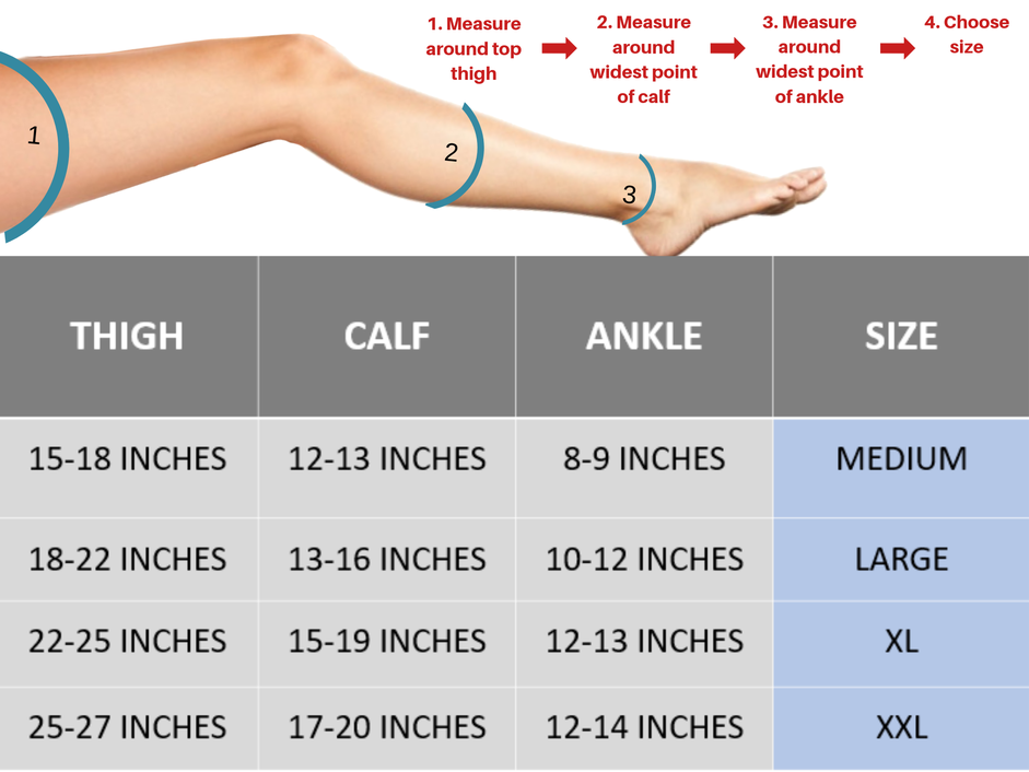 Size Chart For Women's Compression Socks