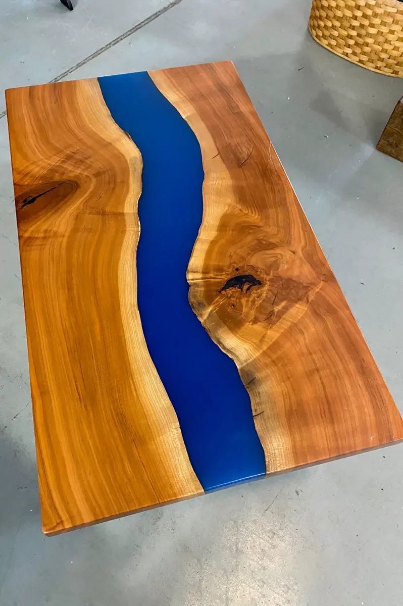 live edge walnut table with side copper river