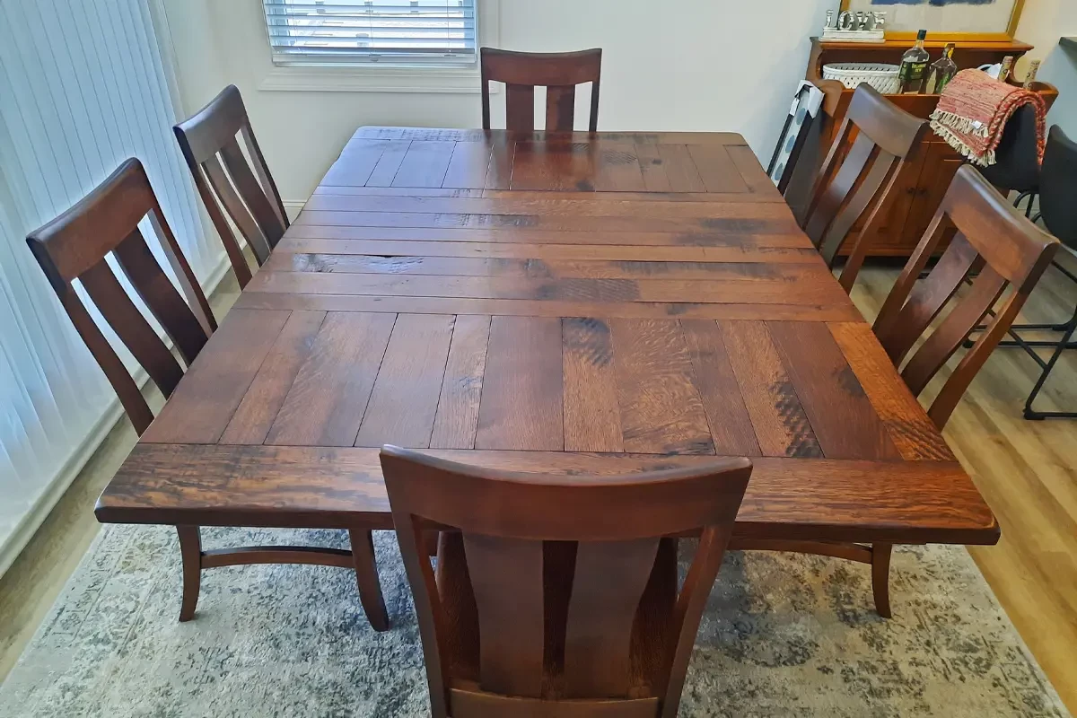 rustic cherry expandable dining table