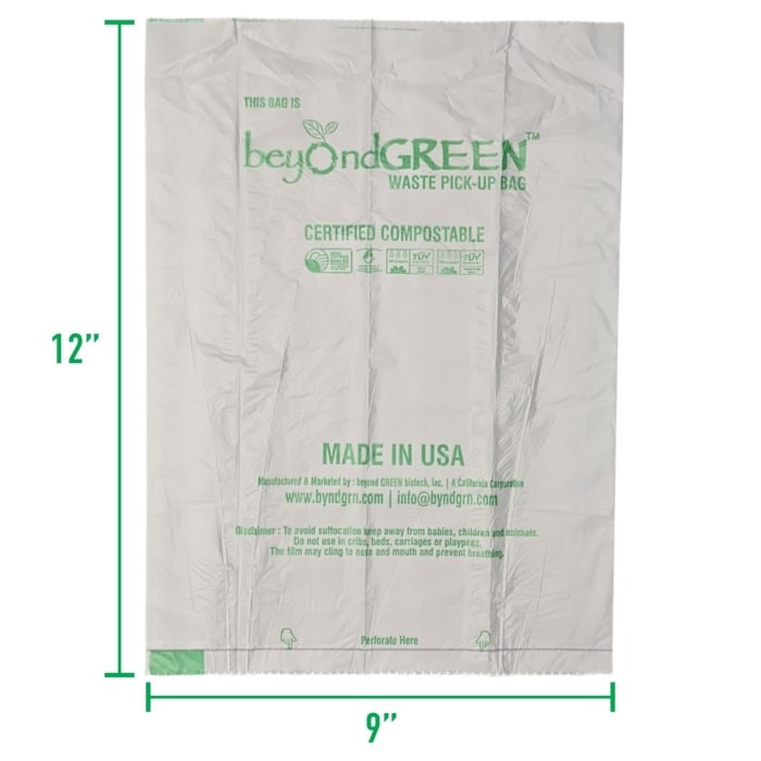 A compostable dog poo bag