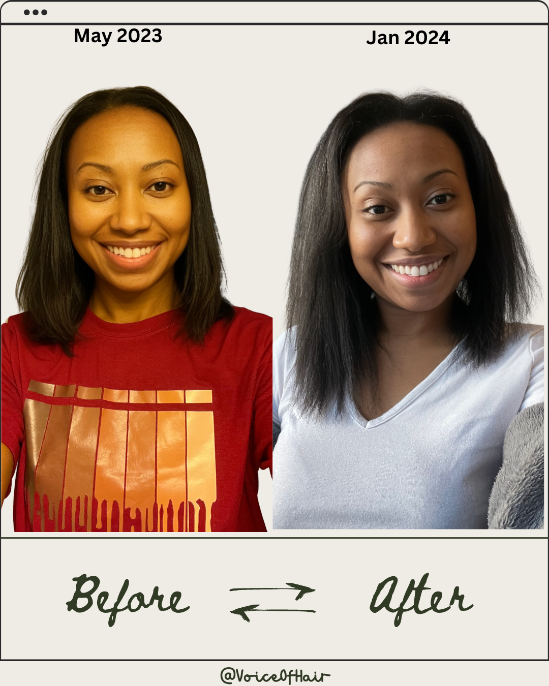 How I retain my length before and after photo