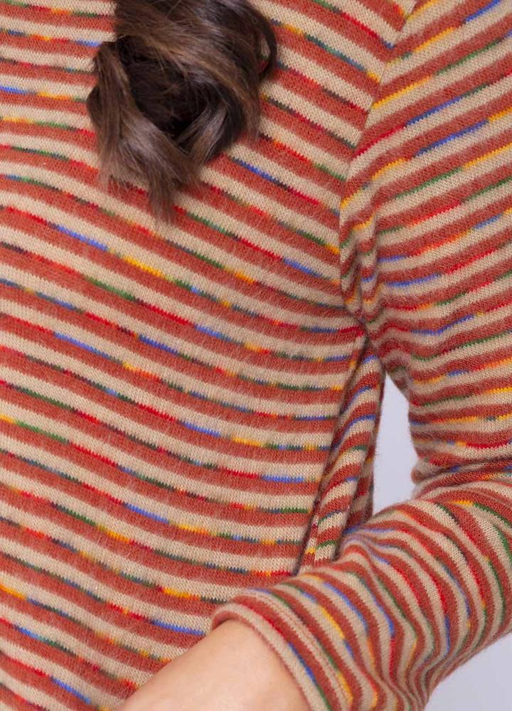 2 Pocket Stripe Top in Rust