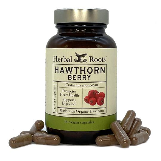 Hawthorn Berry Supplement 1,200 mg 60 Pure & Vegan Caps Herbal Roots