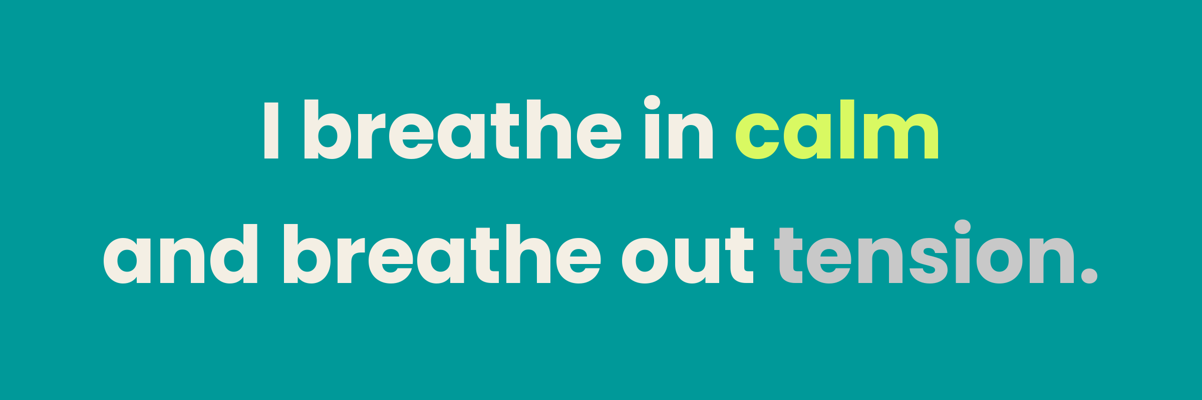 "I breathe in calm and breathe out tension" — a calming affirmations before bed graphic in bold Manta Sleep style.