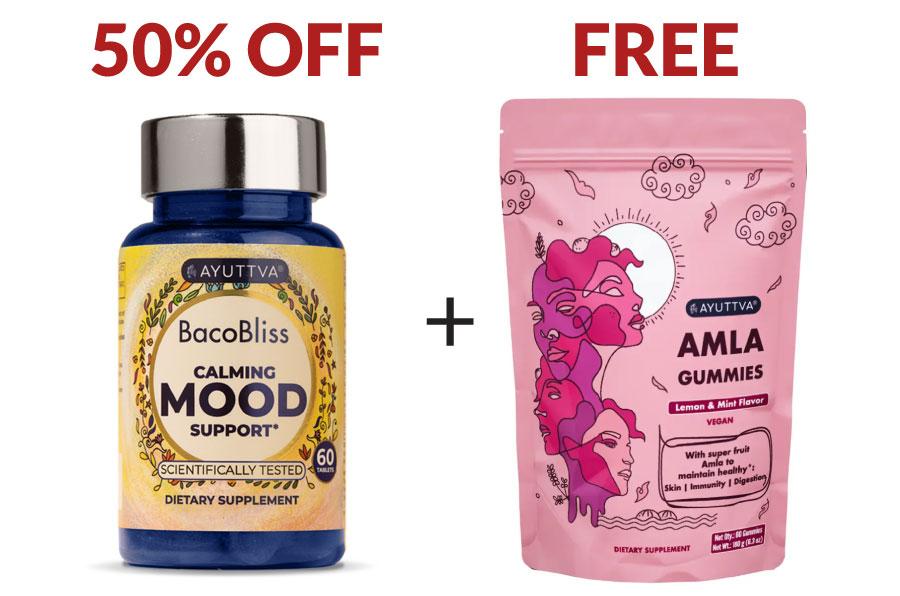 Buy 1 Bottle of BacoBliss at 50% OFF + FREE Pack of Amla Gummies!