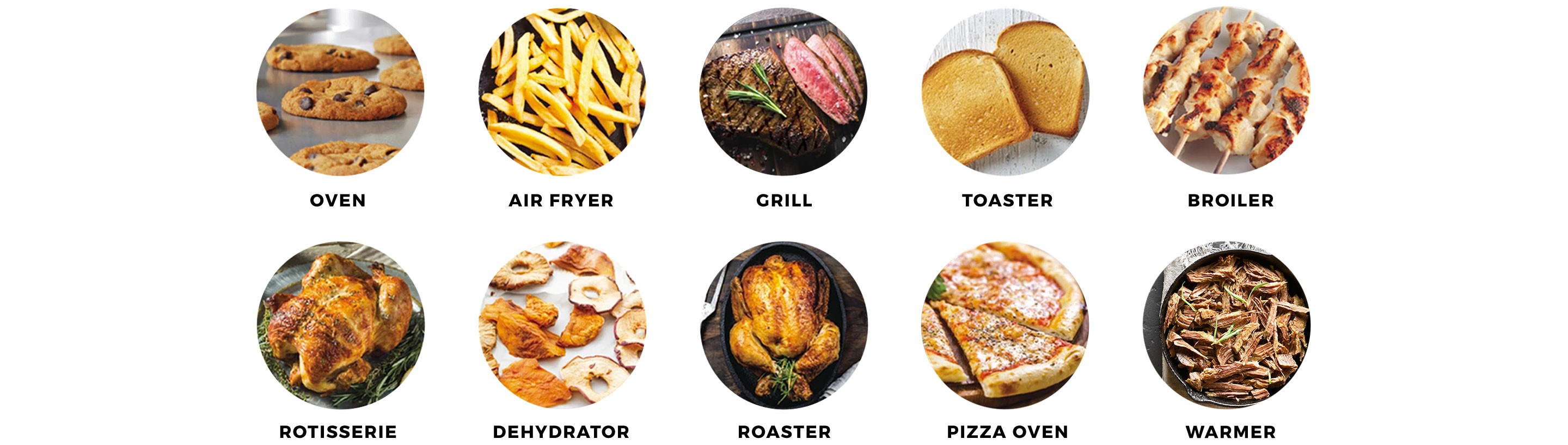 10-in-1: air fry, grill, bake, toast, roast, braise, sear, rotisserie, dehydrate, and broil