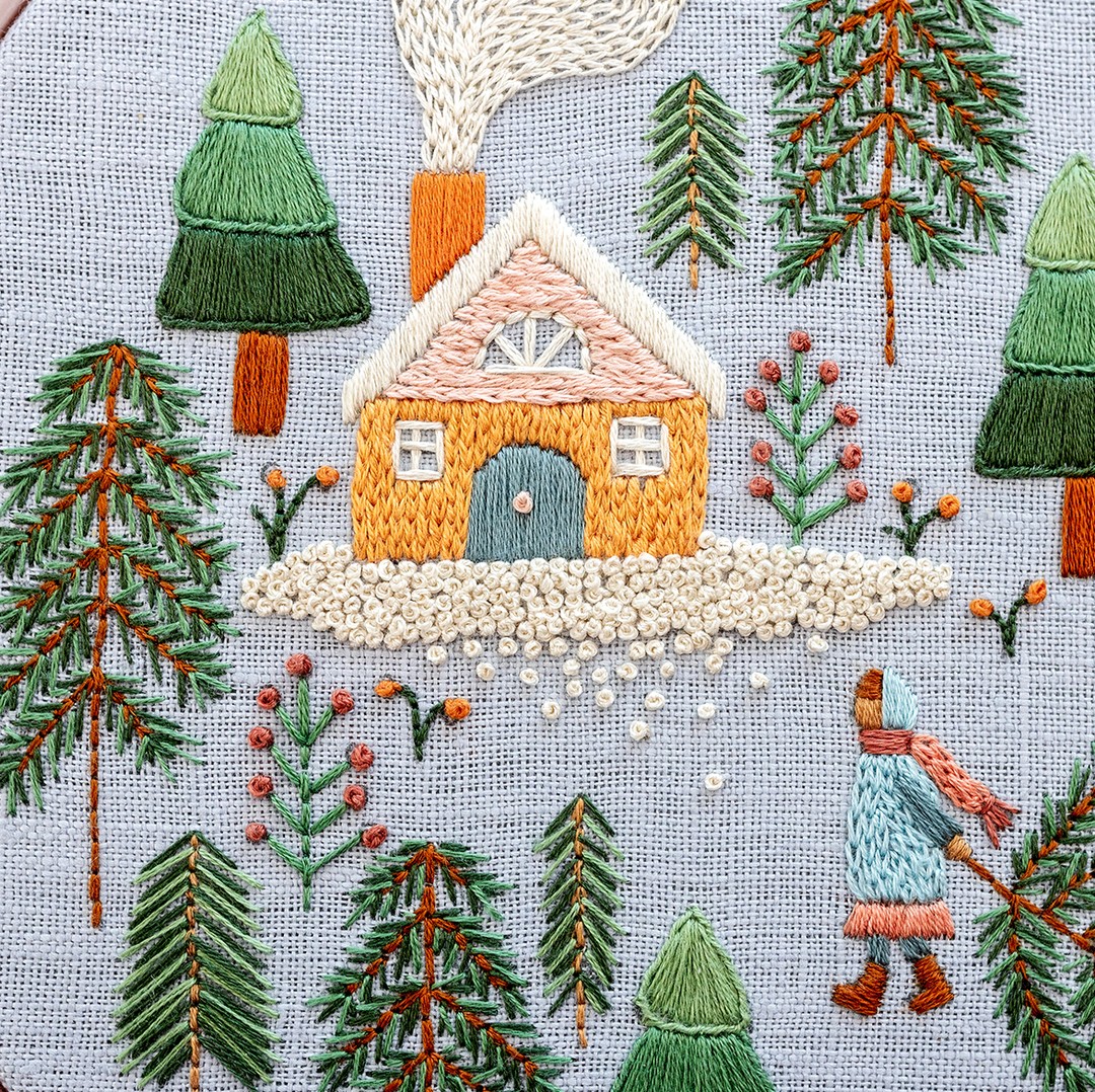 This is an image of the Winter Wonderland Pattern Modern Embroidery Pattern, available for purchase from the Clever Poppy Shop.