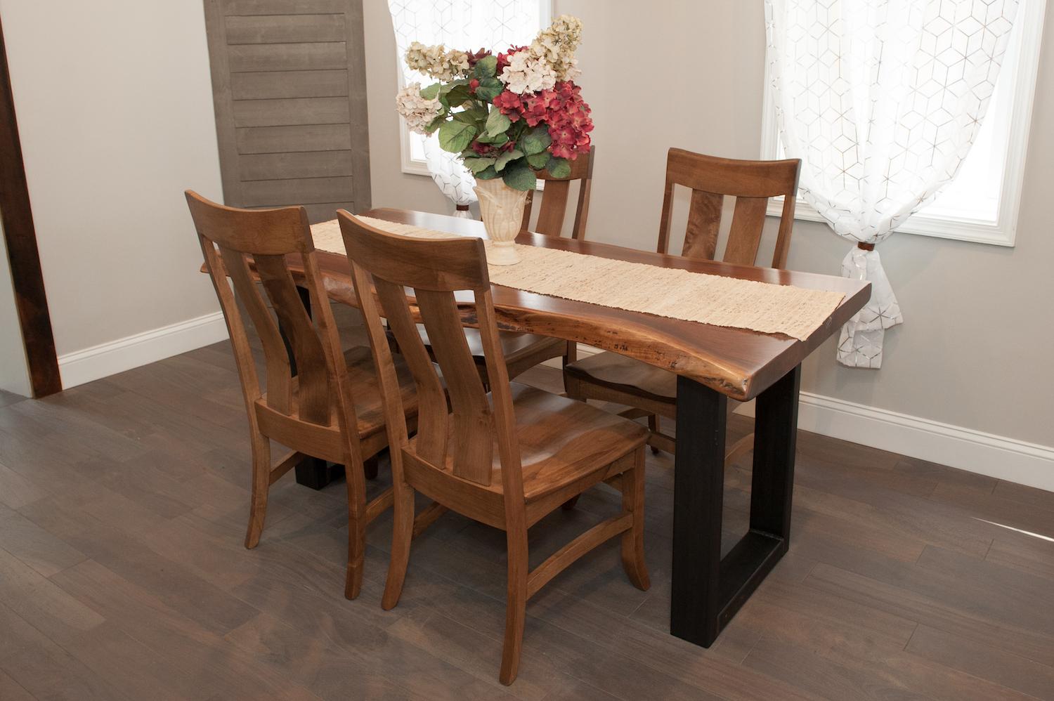 Live Edge Table with Powder-Coated Steel Legs