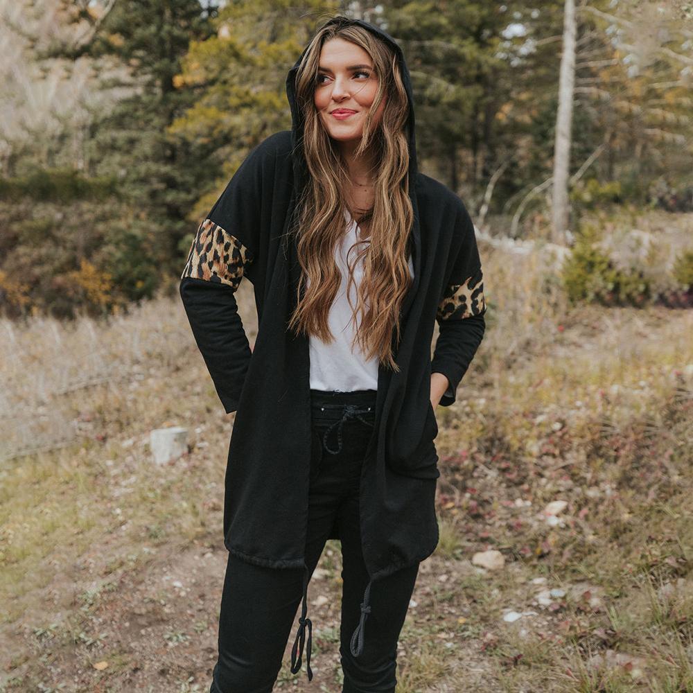 Rosie Leopard Hoody (Black)