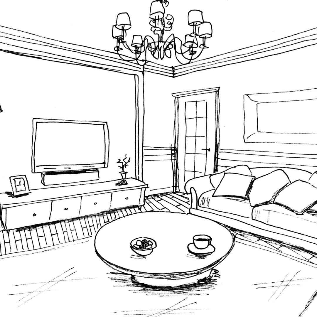 HangSmart sketch a living room