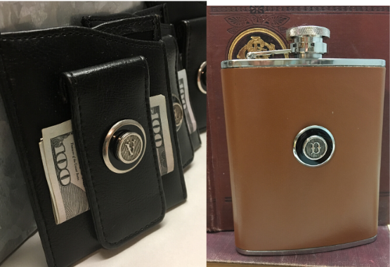 Initial Money Clip and Leather Flask