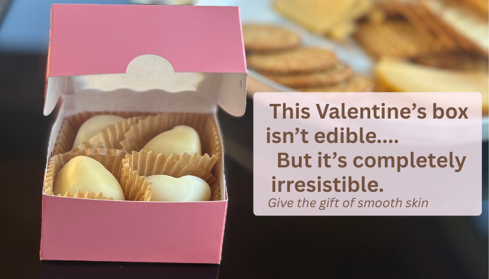 pink box of heart shaped lotion bars