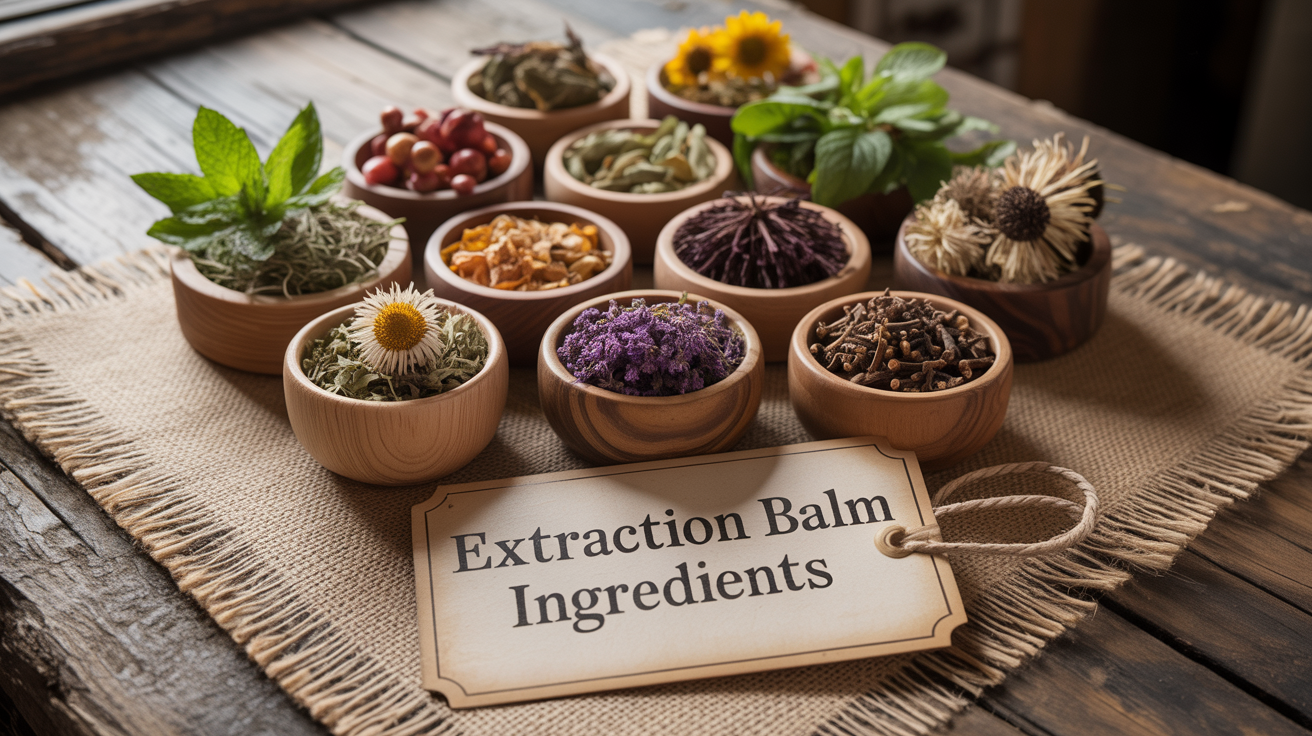 herbs found in extraction balm for mole removal