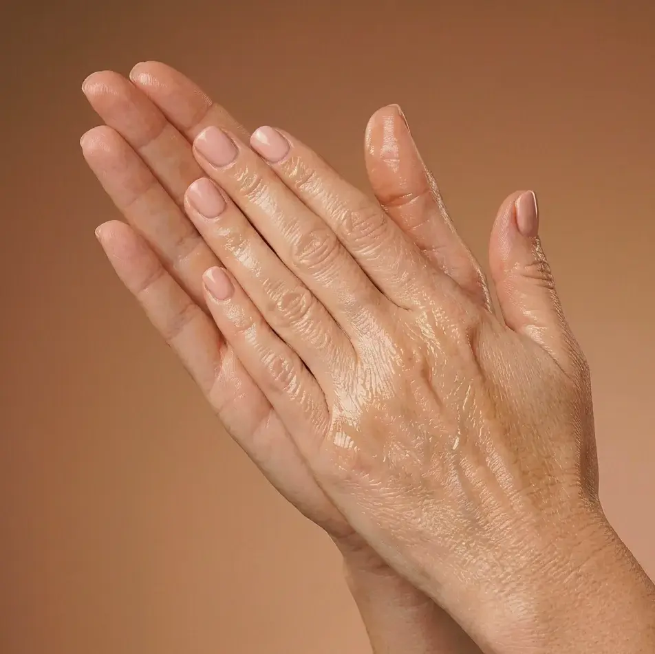 rub hands with the oil