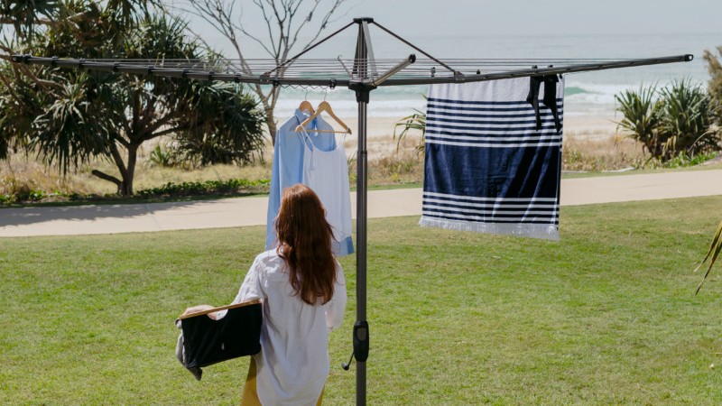 hills folding rotary clothes hoist in use