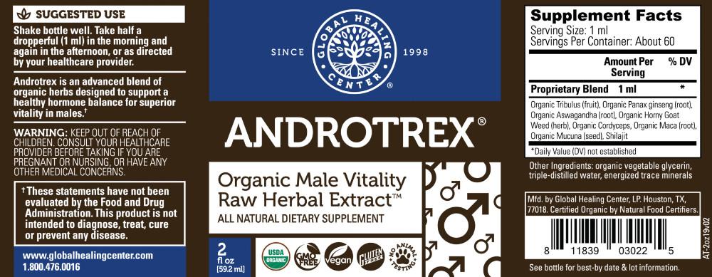 Global Healing Androtrex Male Vitality Bottle Label