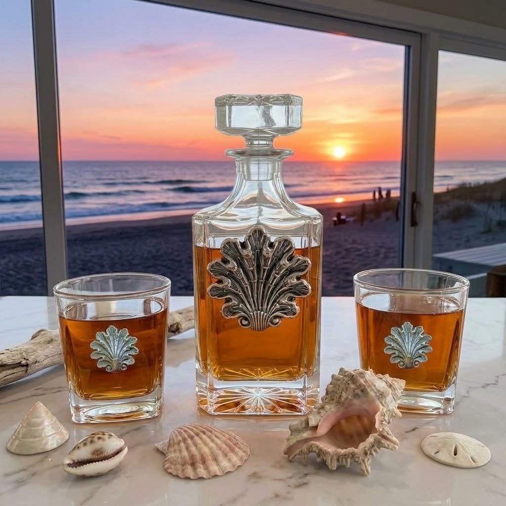 Fancy Seashell Decanter Set gift for beach lover